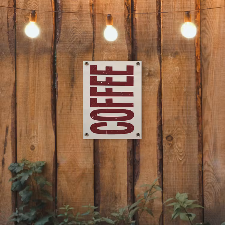 Tuinposter - Koffie -Japandi - Rood - Vintage — 2