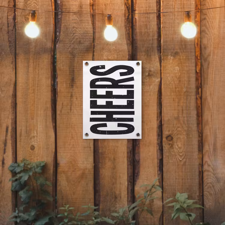 Tuinposter - Retro - Cheers - Zwart - Decoratie — 2