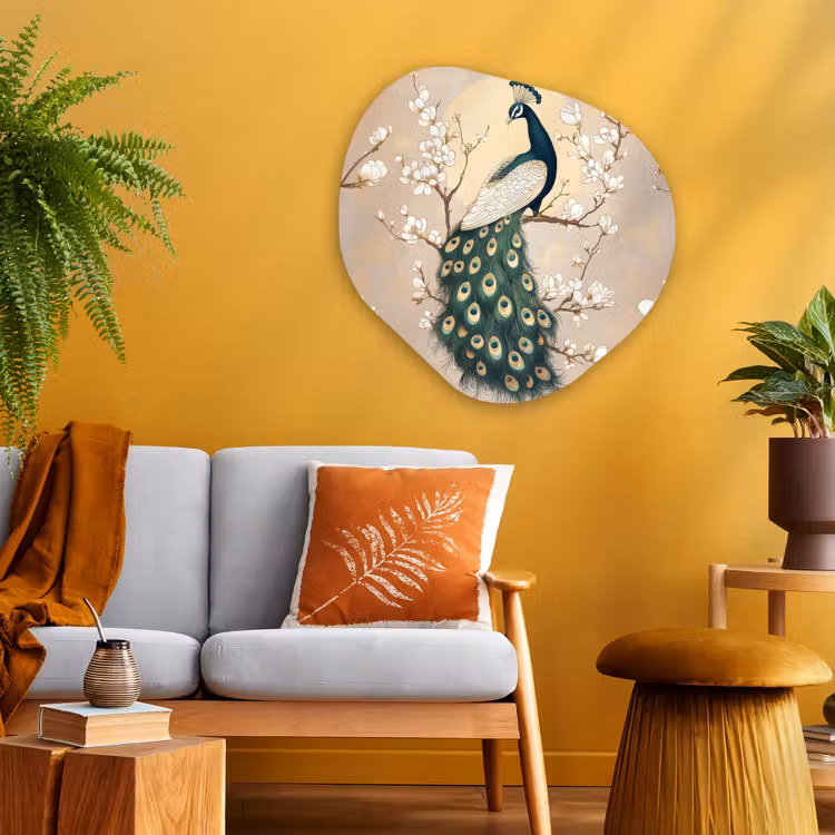 Organisch schilderij - Glas - Pauw - Tak - Bloemen — 3
