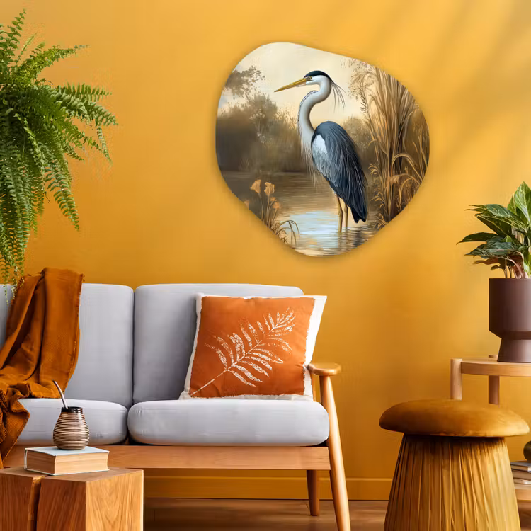 Organisch schilderij - Glas - Reiger - Water - Planten — 3