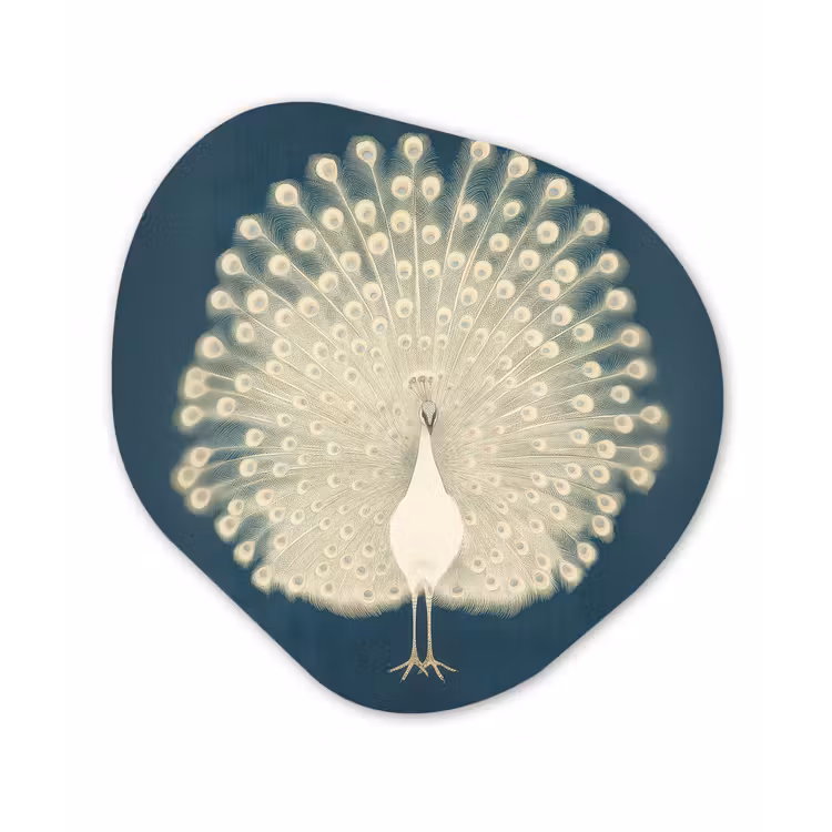 Organisch schilderij - Glas - Vogel - Blauw - Vintage — 1