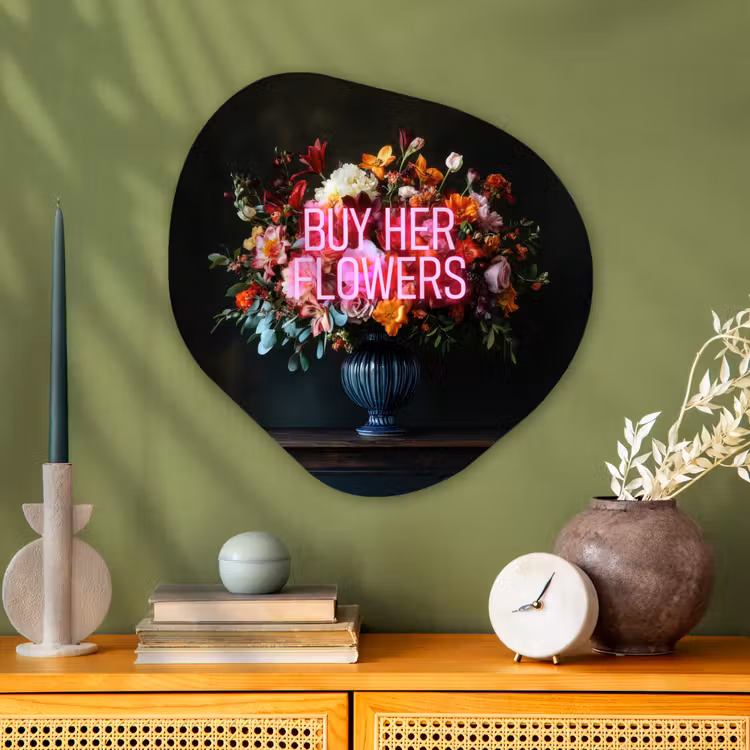 Organisch schilderij - Glas - Quote - Bloemen - Vaas - Neon — 2