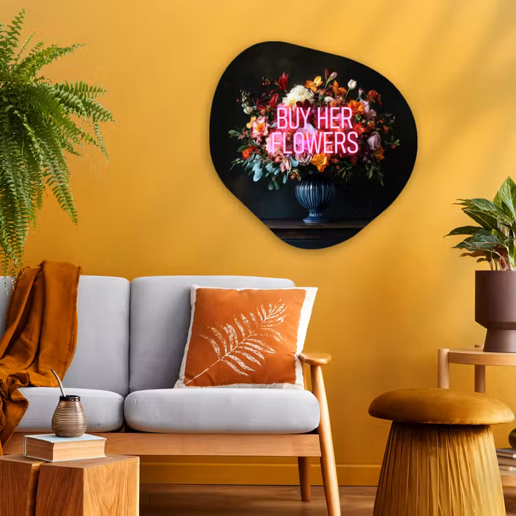 Organisch schilderij - Glas - Quote - Bloemen - Vaas - Neon — 3