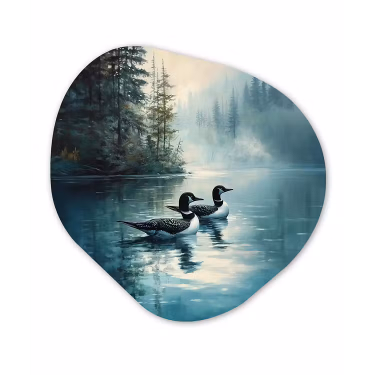 Organisch schilderij - Glas - Bos - Water - Eenden - Mistig — 1