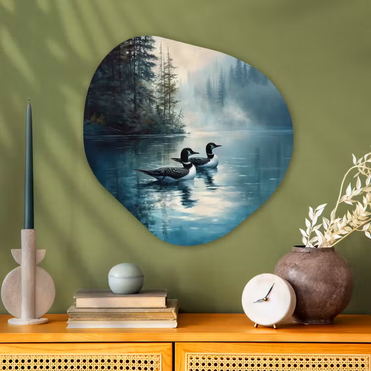Organisch schilderij - Glas - Bos - Water - Eenden - Mistig — 2