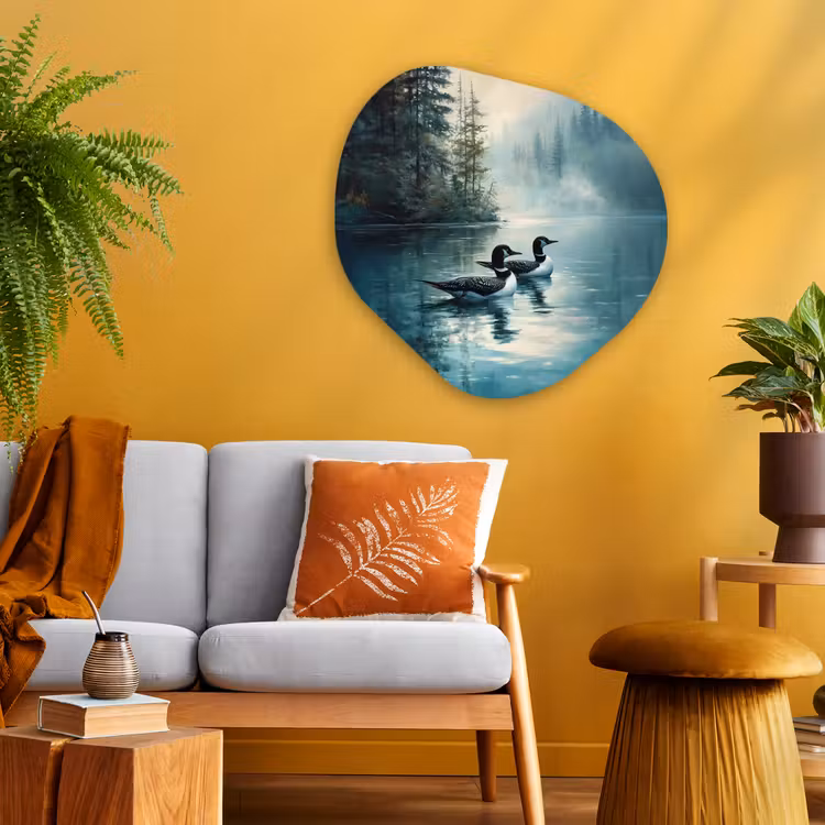 Organisch schilderij - Glas - Bos - Water - Eenden - Mistig — 3