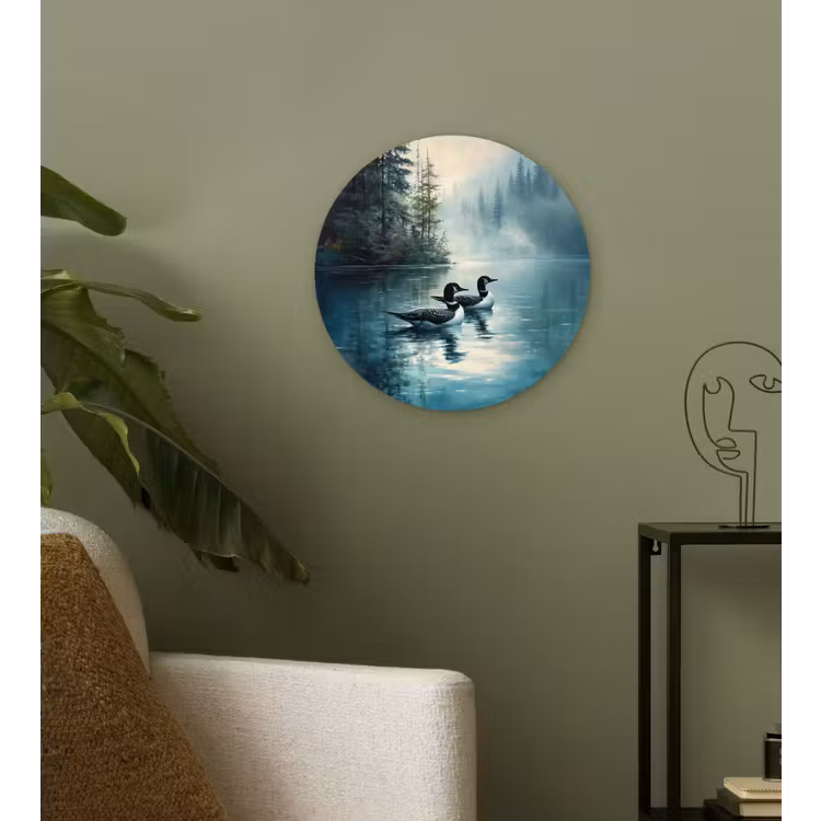 Muurcirkel glas - Bos - Water - Eenden - Mistig — 3