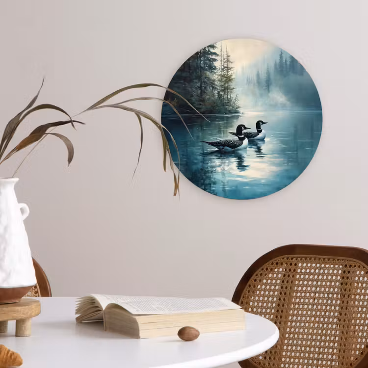 Muurcirkel glas - Bos - Water - Eenden - Mistig — 4