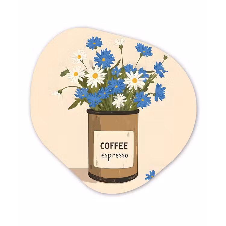 Organisch schilderij - Glas - Coffee - Blik - Minimalistisch - Bloemen — 1