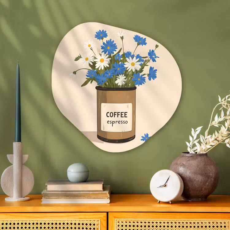 Organisch schilderij - Glas - Coffee - Blik - Minimalistisch - Bloemen — 2