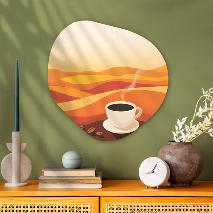 Organisch schilderij - Glas - Koffie - Landschap - Oranje - Koffiebonen — 2