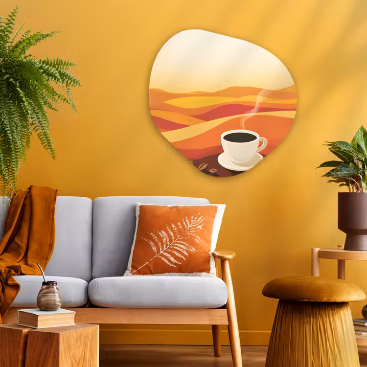 Organisch schilderij - Glas - Koffie - Landschap - Oranje - Koffiebonen — 3