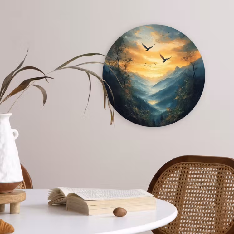 Muurcirkel glas - Vogels - Zon - Bomen - Groen — 4