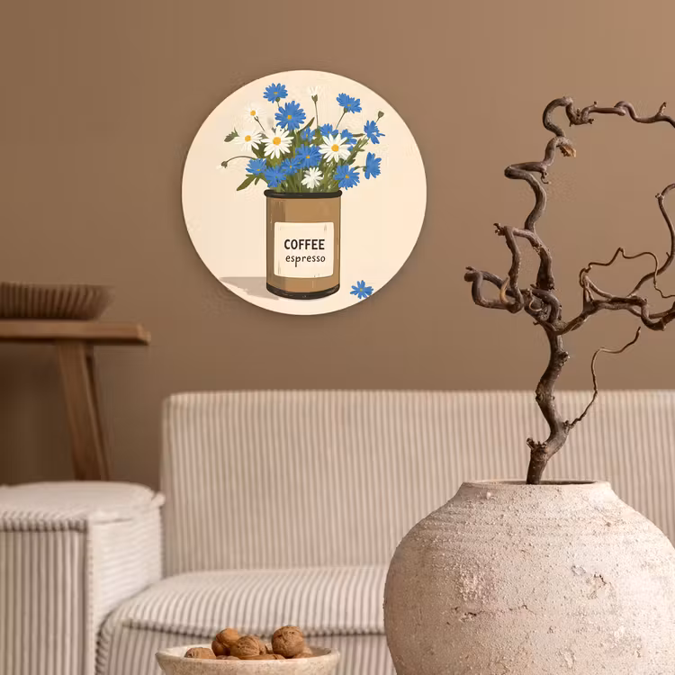 Muurcirkel glas - Coffee - Blik - Minimalistisch - Bloemen — 2
