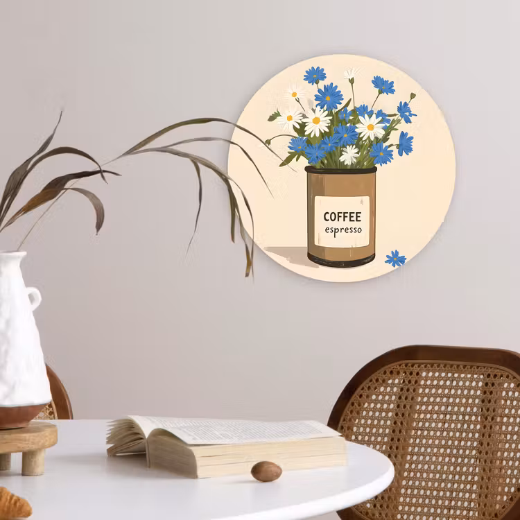 Muurcirkel glas - Coffee - Blik - Minimalistisch - Bloemen — 4