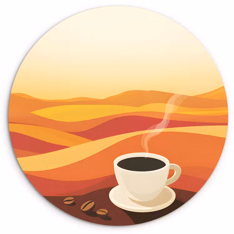 Muurcirkel glas - Koffie - Landschap - Oranje - Koffiebonen — 1