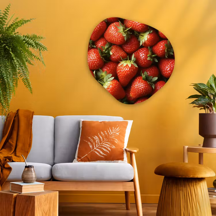 Organisch schilderij - Glas - Aardbei - Fruit - Rood — 3
