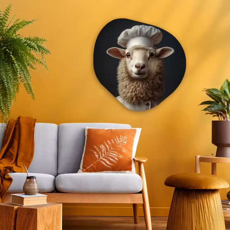 Organisch schilderij - Glas - Schaap Als Kok — 3