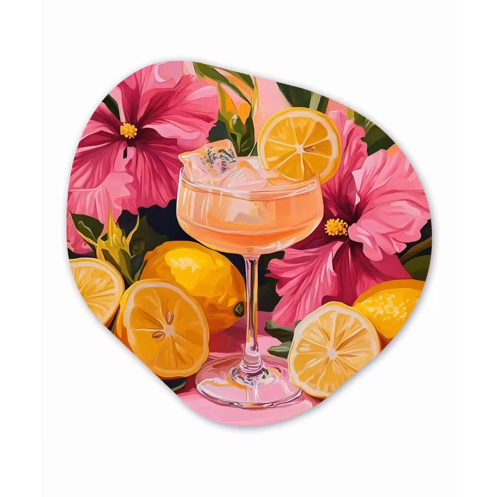 Organisch schilderij - Glas - Drink - Bloemen - Yellow — 1
