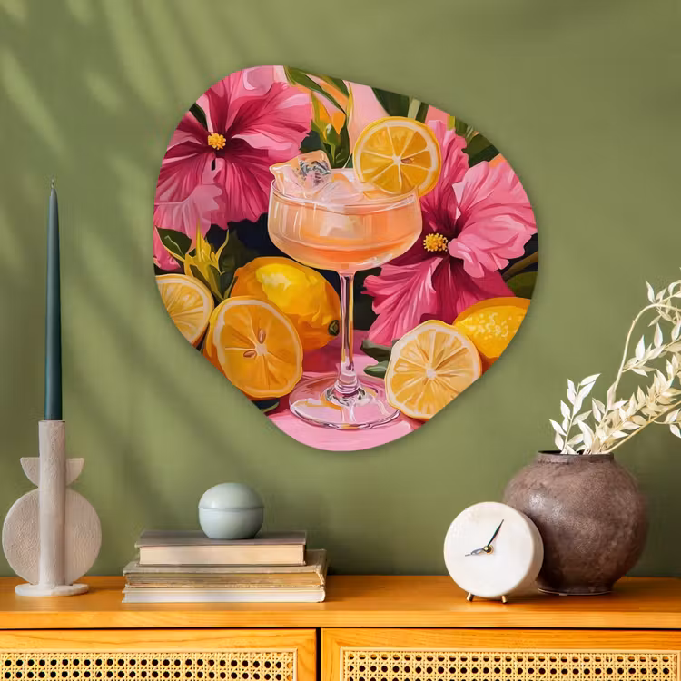 Organisch schilderij - Glas - Drink - Bloemen - Yellow — 2