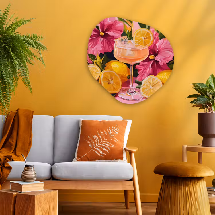 Organisch schilderij - Glas - Drink - Bloemen - Yellow — 3
