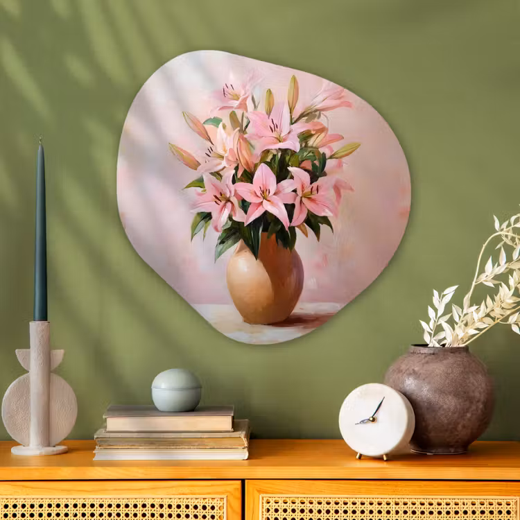 Organisch schilderij - Glas - Vaas - Bloemen - Roze — 2