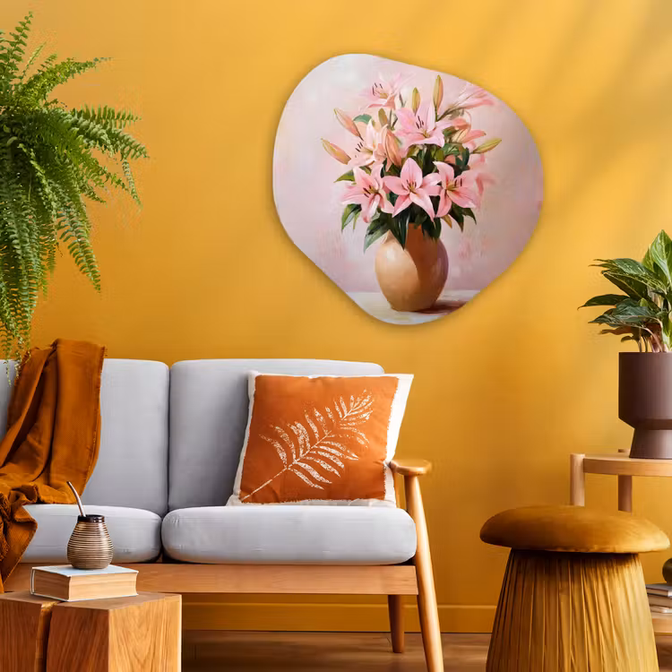 Organisch schilderij - Glas - Vaas - Bloemen - Roze — 3