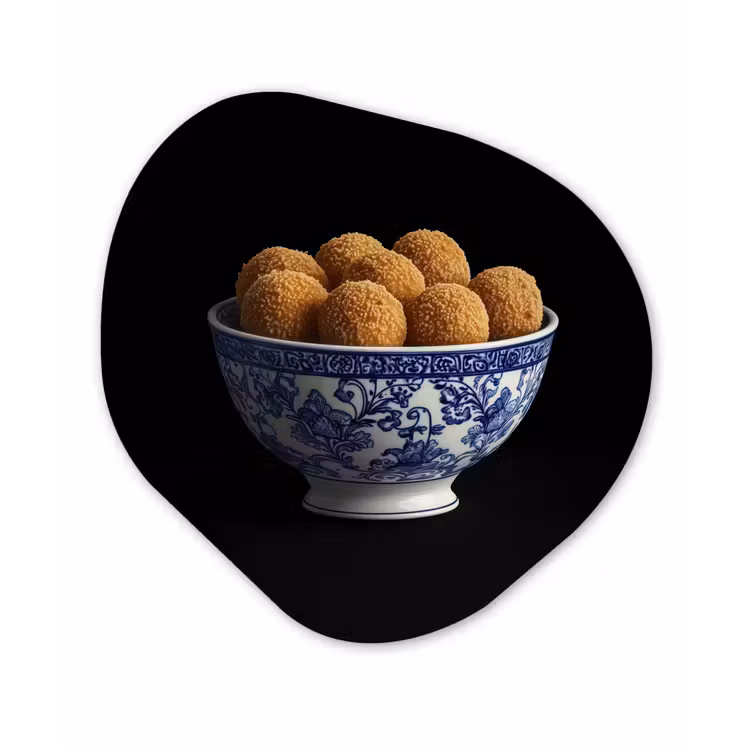 Organisch schilderij - Glas - Delfts blauw - Bitterballen - Holland - Schaal