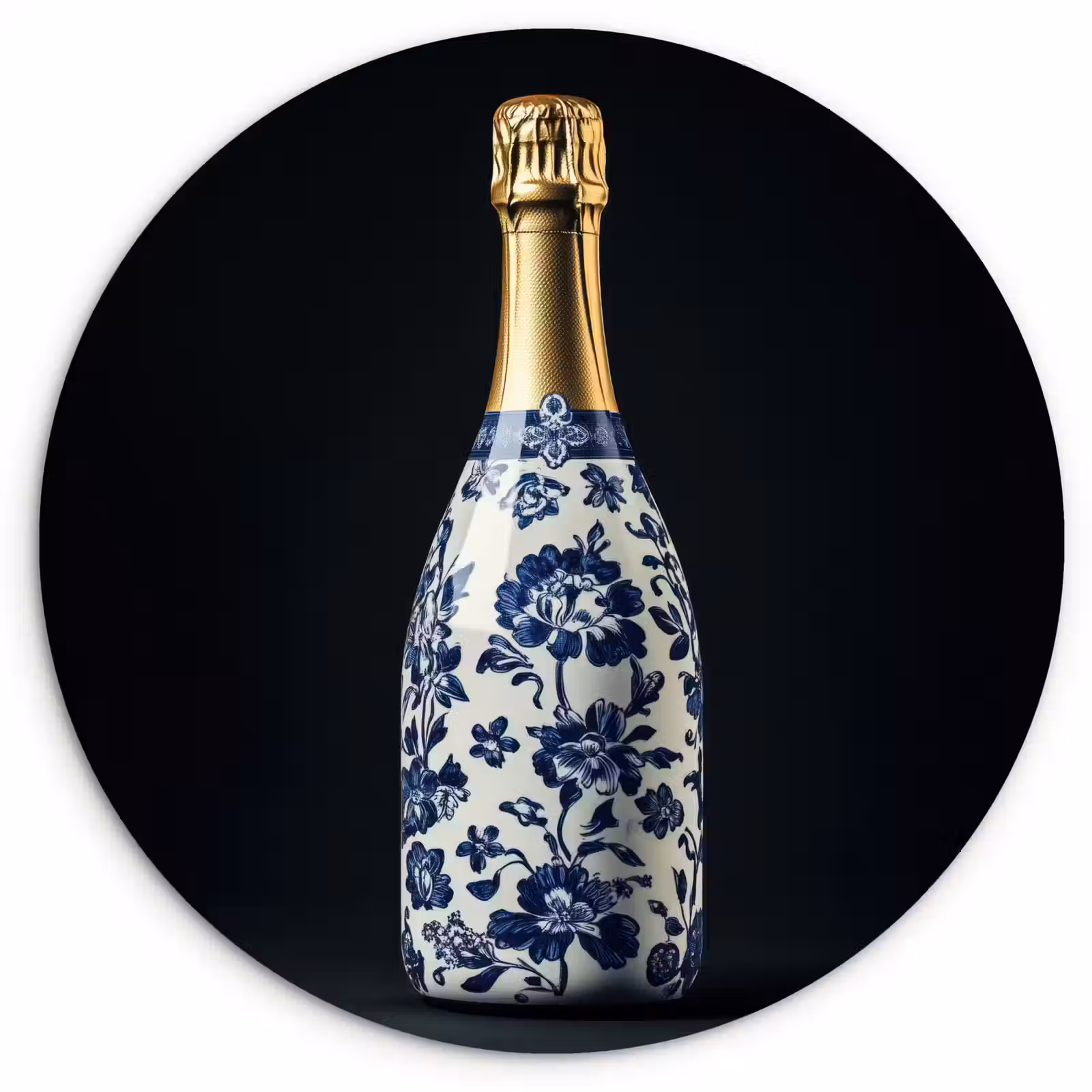 Muurcirkel glas - Champagne - Bloemen - Goud - Chique — 1