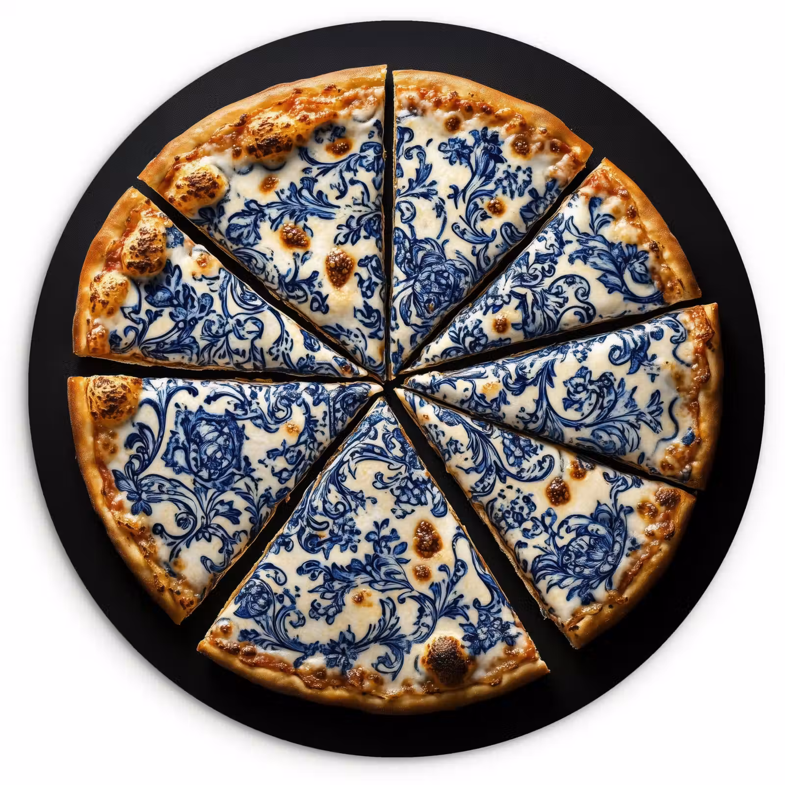 Muurcirkel glas - Pizza - Eten - Delftsblauw — 1