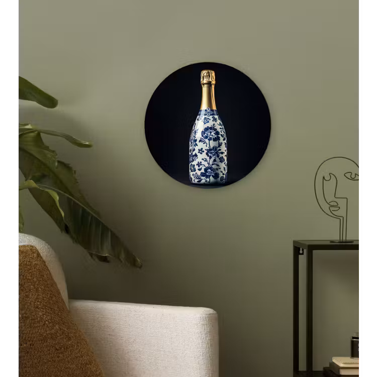 Muurcirkel glas - Champagne - Bloemen - Goud - Chique — 3