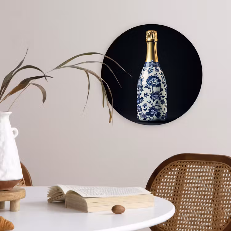 Muurcirkel glas - Champagne - Bloemen - Goud - Chique — 4
