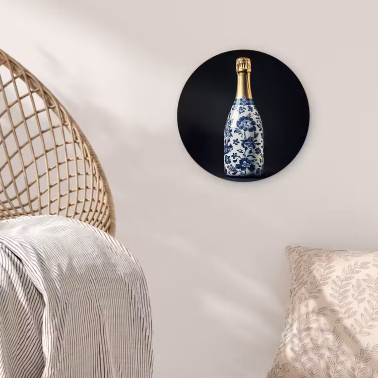 Muurcirkel glas - Champagne - Bloemen - Goud - Chique — 5