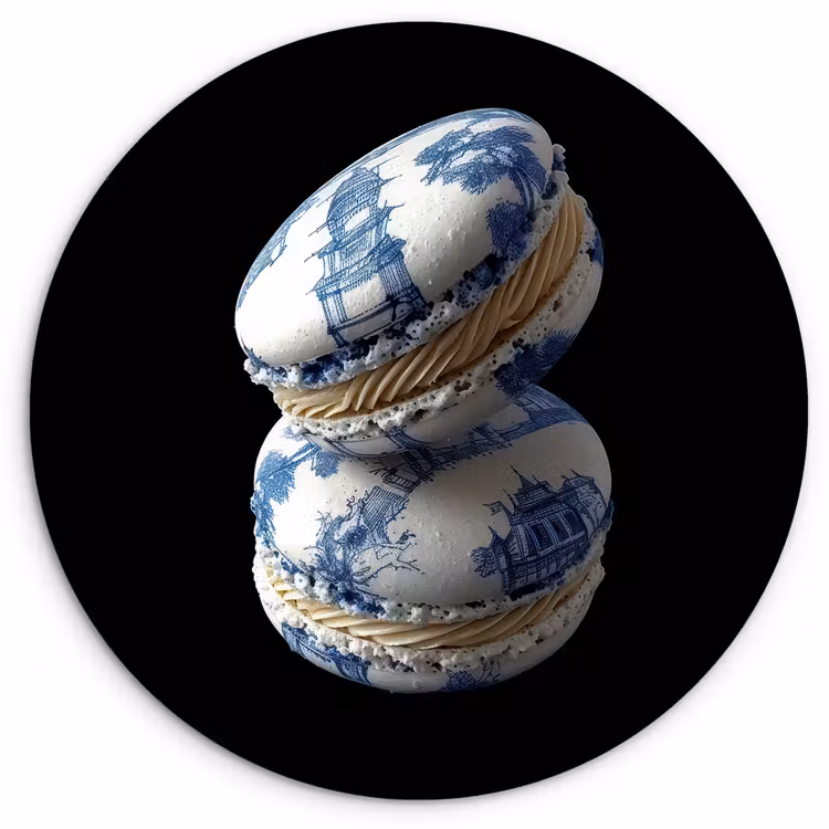 Muurcirkel glas - Eten - Macarons - Delfts blauw - Koekjes