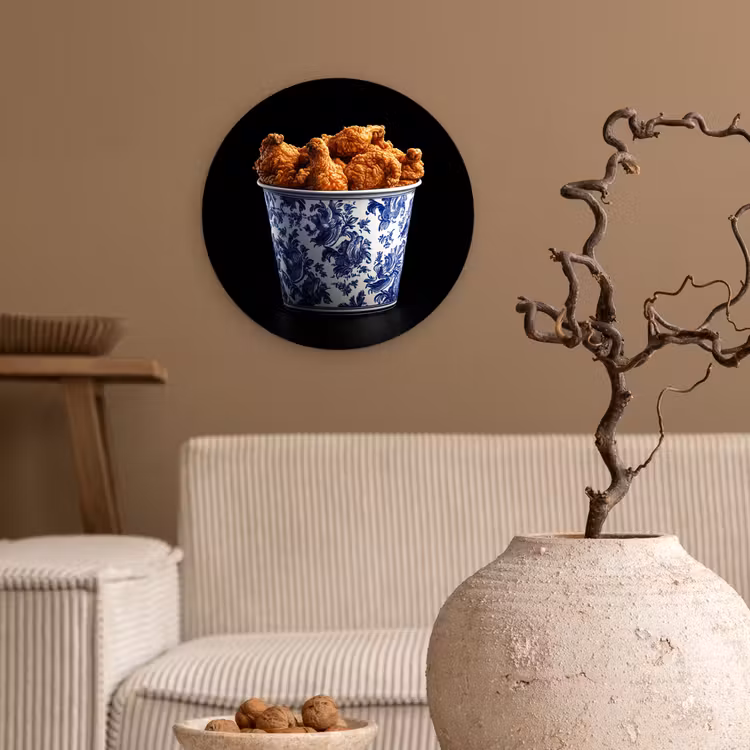 Muurcirkel glas - Kip - Bucket - Delfts blauw - Lekker — 2