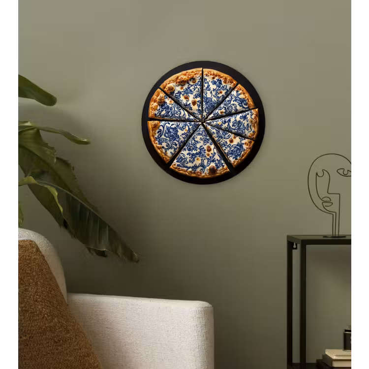 Muurcirkel glas - Pizza - Eten - Delftsblauw — 3