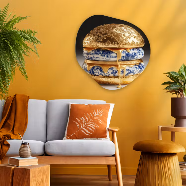 Organisch schilderij - Glas - Delftsblauw - Goud - Burger — 3