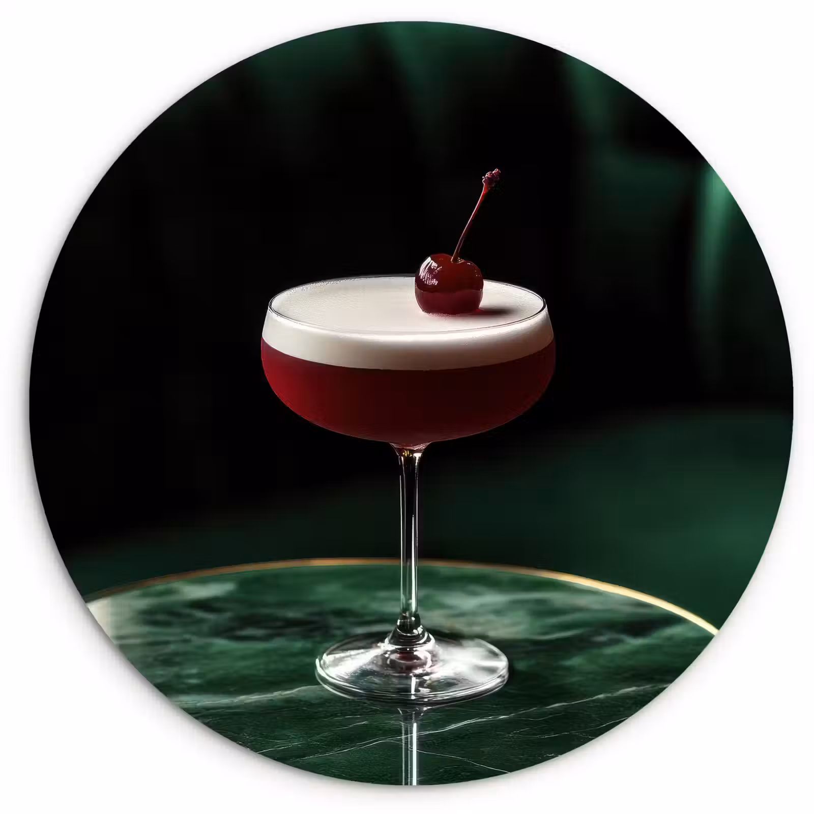 Muurcirkel glas - Kers - Cocktail - Rood - Marmer — 1