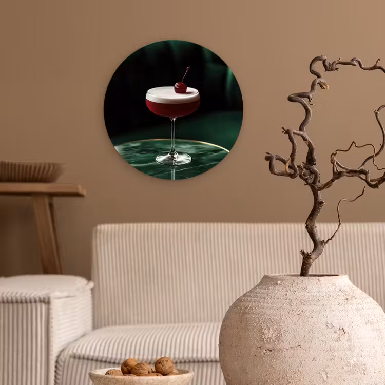 Muurcirkel glas - Kers - Cocktail - Rood - Marmer — 2