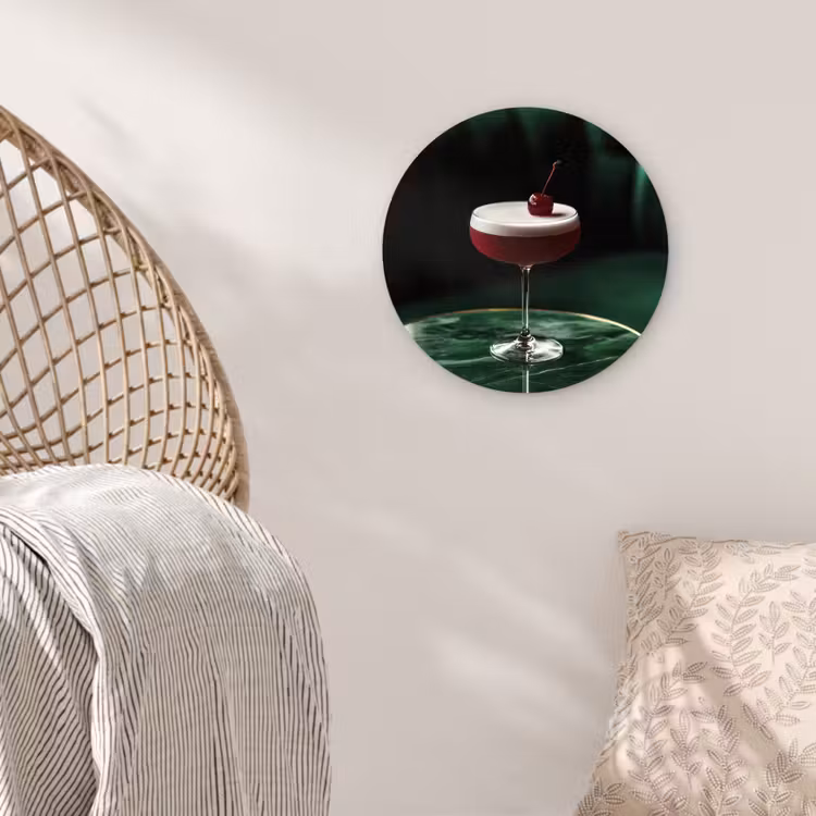 Muurcirkel glas - Kers - Cocktail - Rood - Marmer — 5