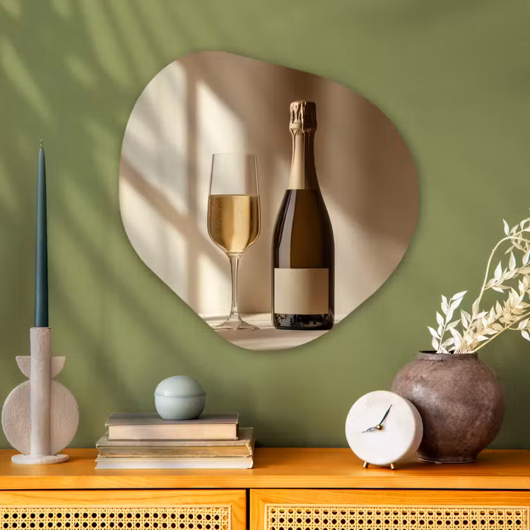 Organisch schilderij - Glas - Champagne - Beige - Schaduw - Bubbels — 2