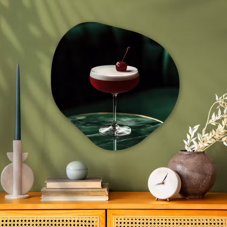Organisch schilderij - Glas - Kers - Cocktail - Rood - Marmer — 2