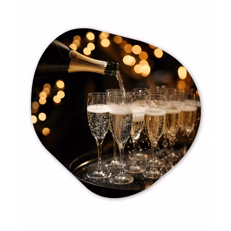 Organisch schilderij - Glas - Lichtjes - Champagne - Glazen — 1