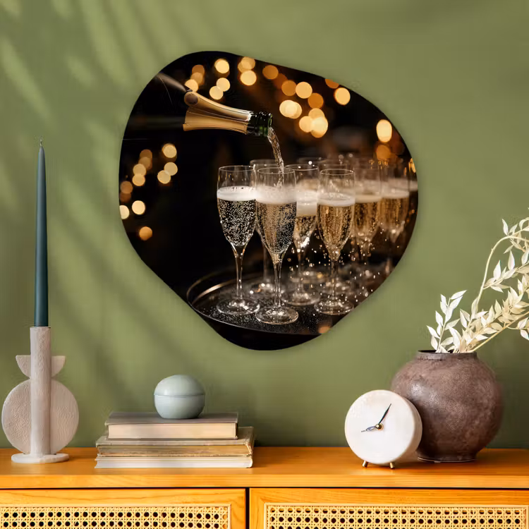 Organisch schilderij - Glas - Lichtjes - Champagne - Glazen — 2