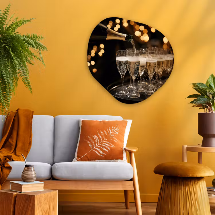 Organisch schilderij - Glas - Lichtjes - Champagne - Glazen — 3