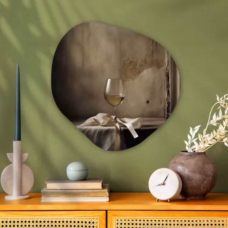 Organisch schilderij - Glas - Strik - Beige - Witte - Wijn — 2