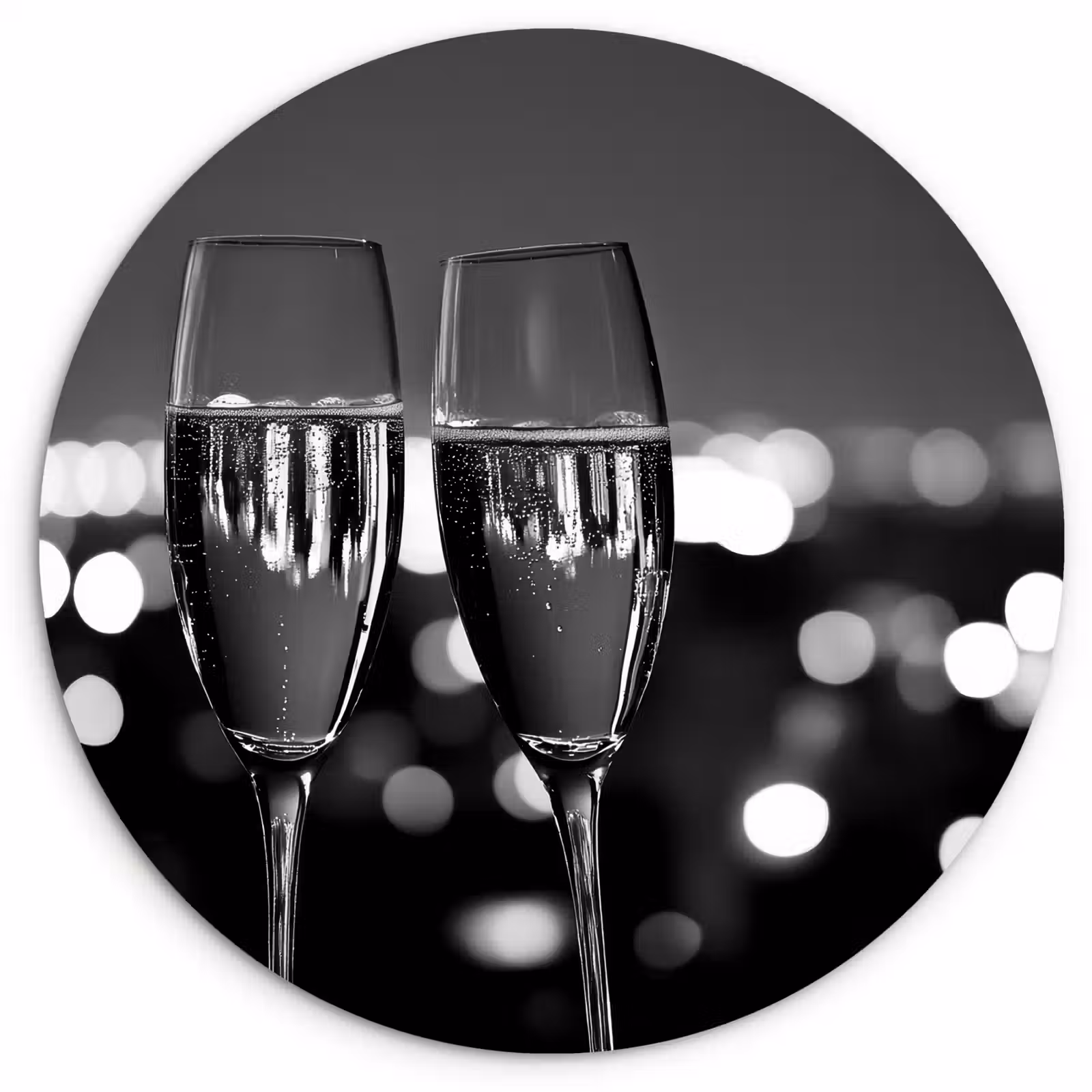 Muurcirkel glas - Bubbels - Proosten - Champagneglazen - Stadslichten — 1