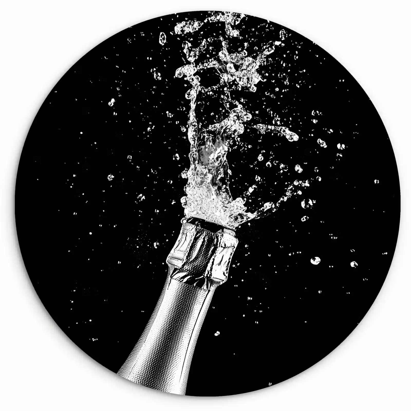 Muurcirkel glas - Champagne - Zwart - Spetters - Popping — 1