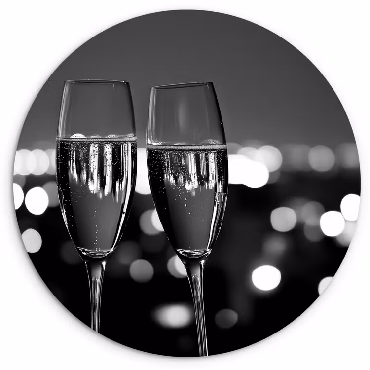 Muurcirkel glas - Bubbels - Proosten - Champagneglazen - Stadslichten — 1