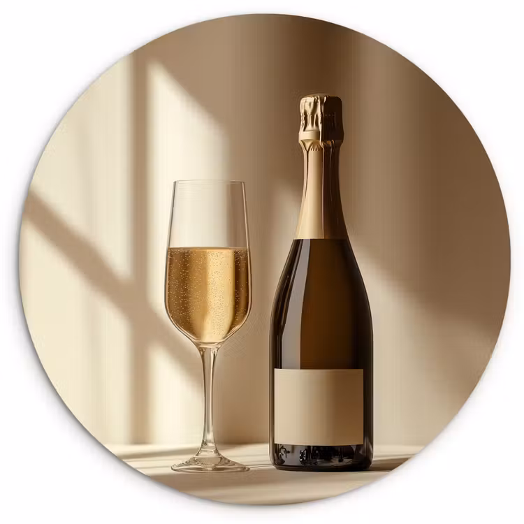 Muurcirkel glas - Champagne - Beige - Schaduw - Bubbels — 1